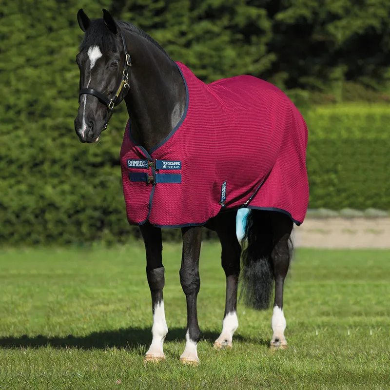Horseware Rambo Techni Waffle Cooler - Burgundy/Black